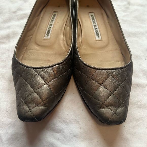 Manolo Blahnik graphite leather quilted flats size 36.5 - Picture 3 of 10